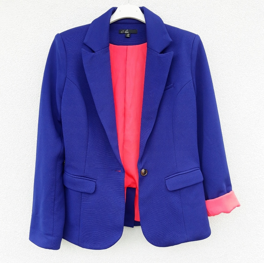 C. LUCE Textured Neon Blazer